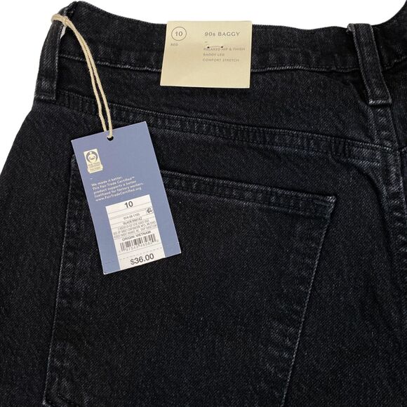 Universal Thread Jeans Womens 10 Black Beaded Comfort Stretch Mid Rise 90s Baggy - Picture 10 of 16